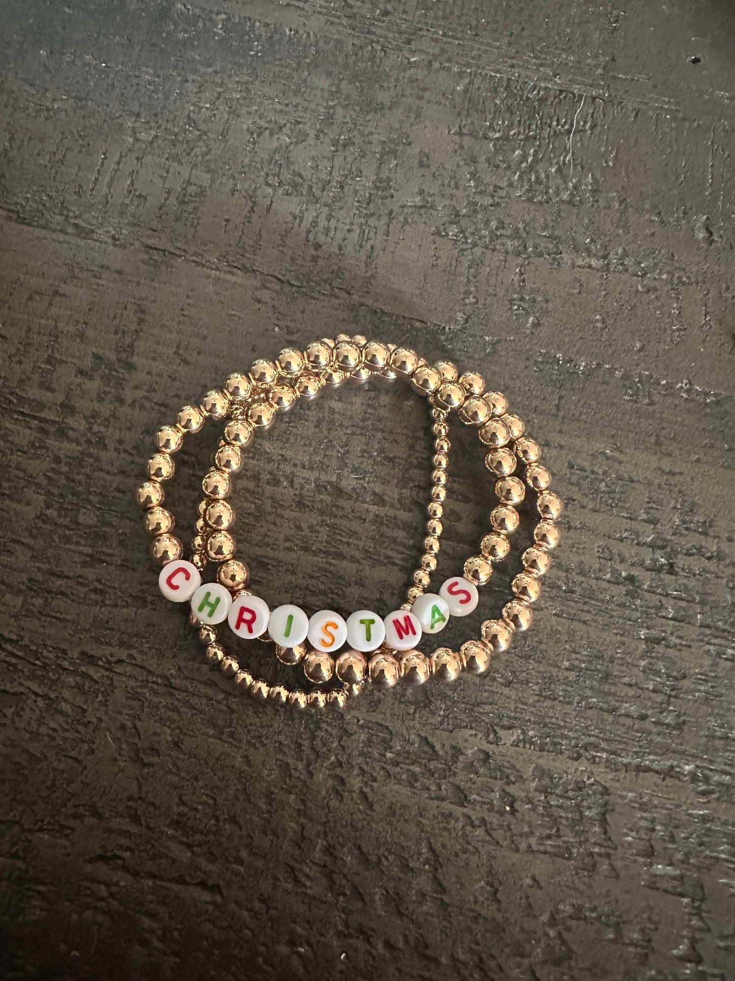 Tiled Letter "Christmas" Gold Bracelet Set