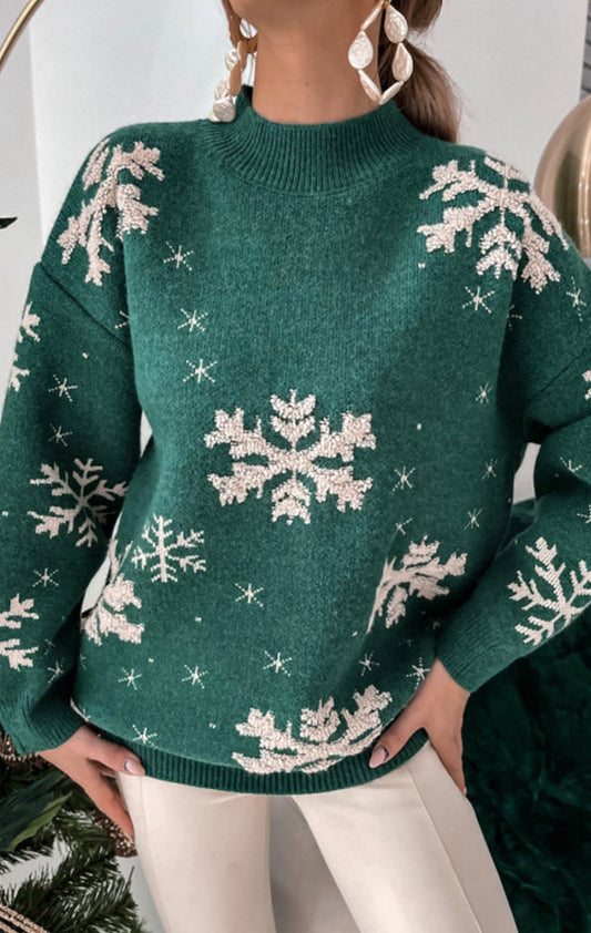 Green Snowflake Sweater