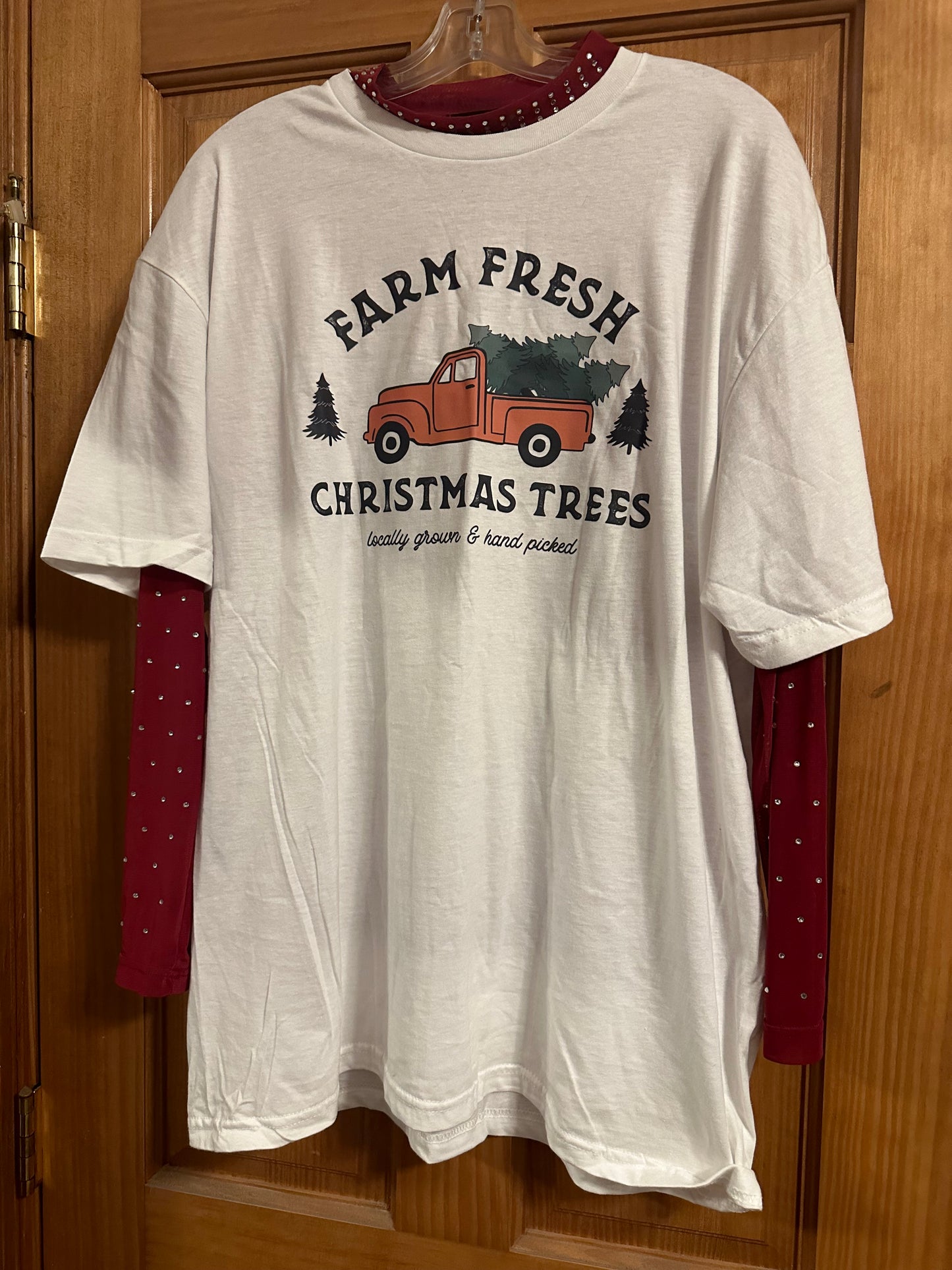 White Red Christmas Truck Tee