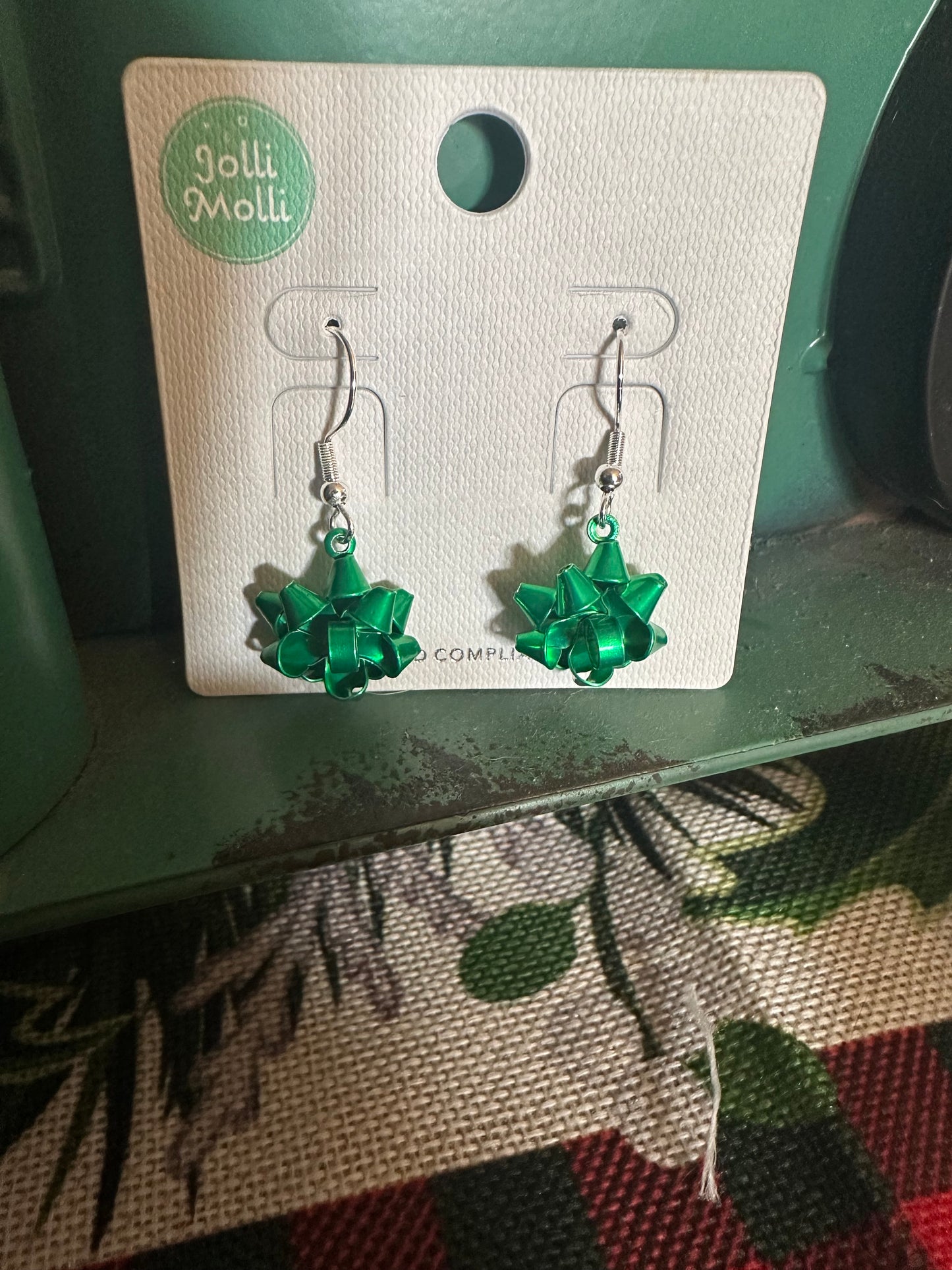 Green Bow Earrings