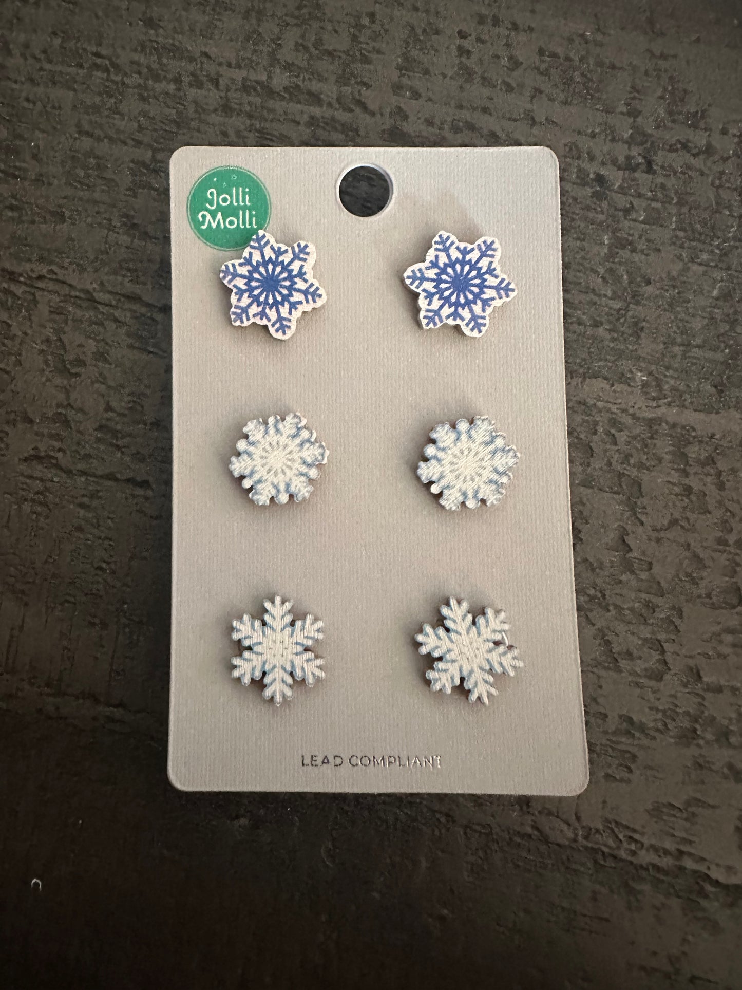 Snowflake Wood Stud Earrings