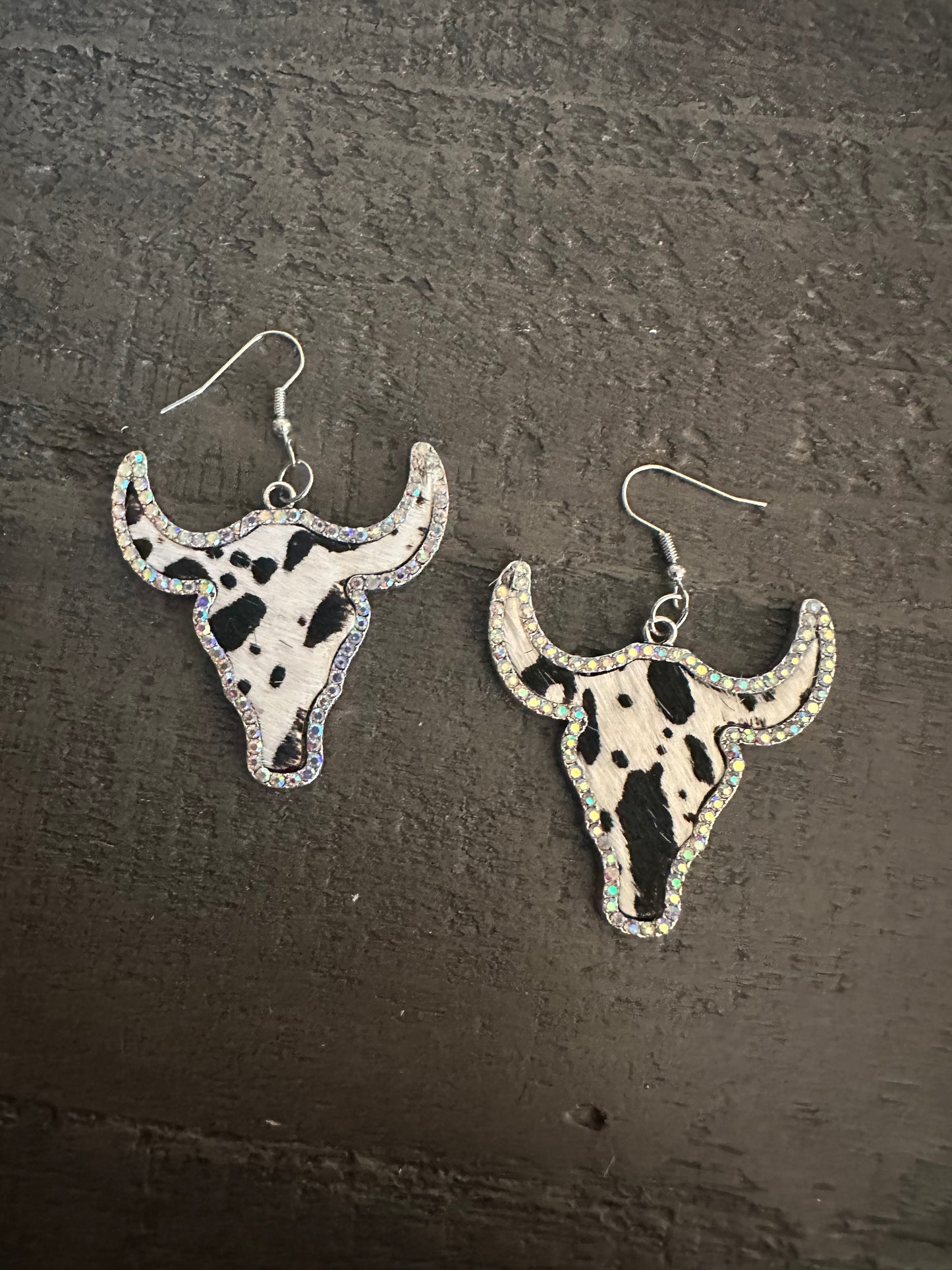 Black and White Steer Earrings