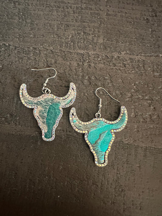 Turquoise Steer Earrings