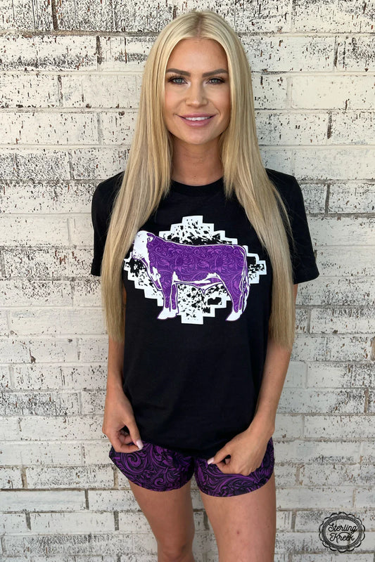 Purple Tooled Heifer Tee